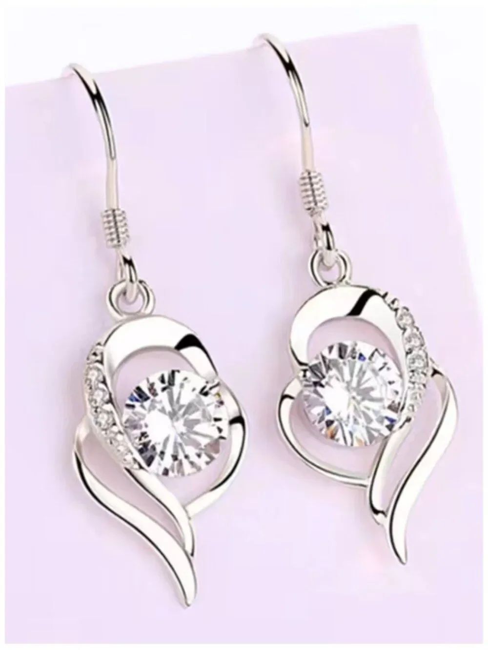 NWT Moissanite 925 Sterling Silver Twist Earrings Open Ribbon Illusion Setting